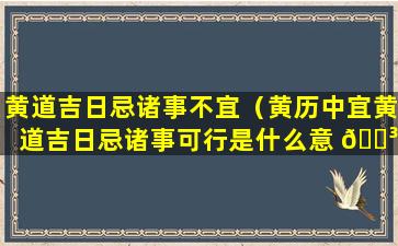 黄道吉日忌诸事不宜（黄历中宜黄道吉日忌诸事可行是什么意 🌳 思）